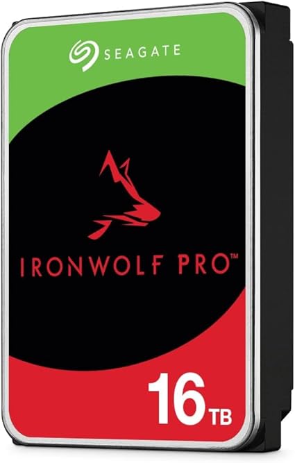 Seagate IronWolf Pro, 16 TB, NAS Internal Hard Drive, CMR 3.5 Inch, SATA 6 Gb/s 7,200 RPM, 256 MB Cache, for RAID Network Attached Storage, 3 years Rescue Services, FFP (‎ST16000NE000)