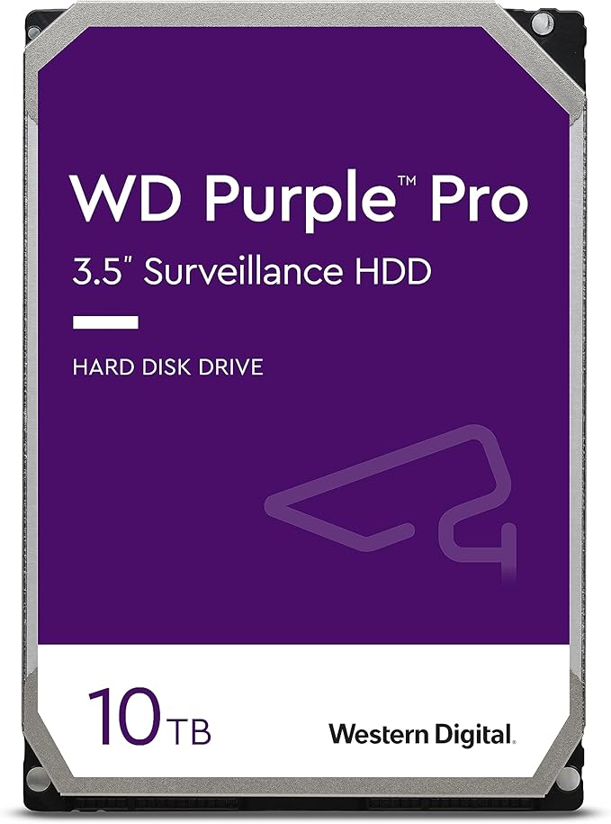 Western Digital 10TB WD Purple Pro Surveillance Internal Hard Drive HDD - SATA 6 Gb/s, 256 MB Cache, 3.5" - WD101PURP