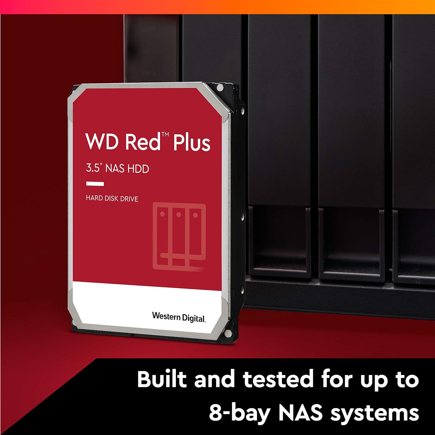 Western Digital 1TB WD Red Plus NAS Internal Hard Drive HDD - 5400 RPM, SATA 6 Gb/s, CMR, 64 MB Cache, 3.5" - WD10EFRX