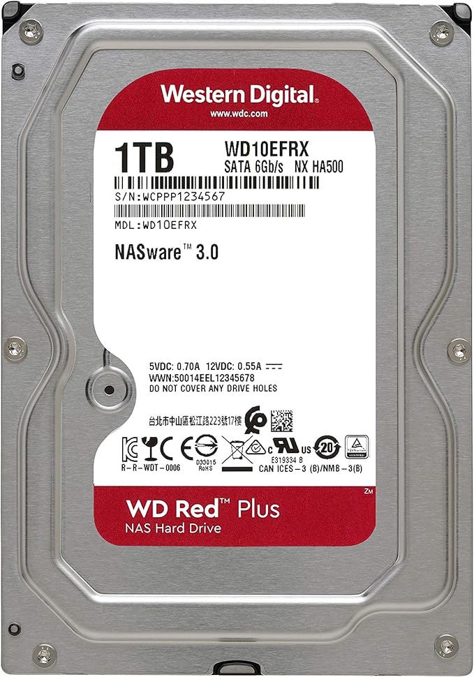 Western Digital 1TB WD Red Pro NAS Internal Hard Drive HDD - 7200 RPM, SATA 6 Gb/s, CMR, 256 MB Cache, 3.5" - WD161KFGX